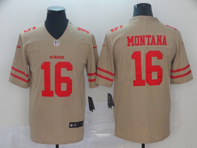 Men San Francisco 49ers #16 Montana 2019 Vapor Untouchable Nike Yellow Inverted Legend NFL Jerseys->carolina panthers->NFL Jersey